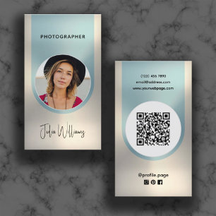 Mint and gold faux metallic photographer business card