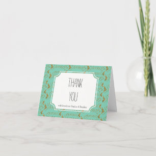 Mint and Gold Glam Arrows Thank you Card