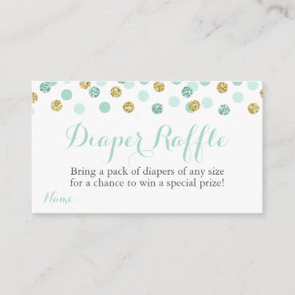 Mint and Gold Glitter Diaper Raffle Ticket Cards