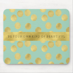 Mint and Gold Glitz Dots Be Beautiful Mouse Mat