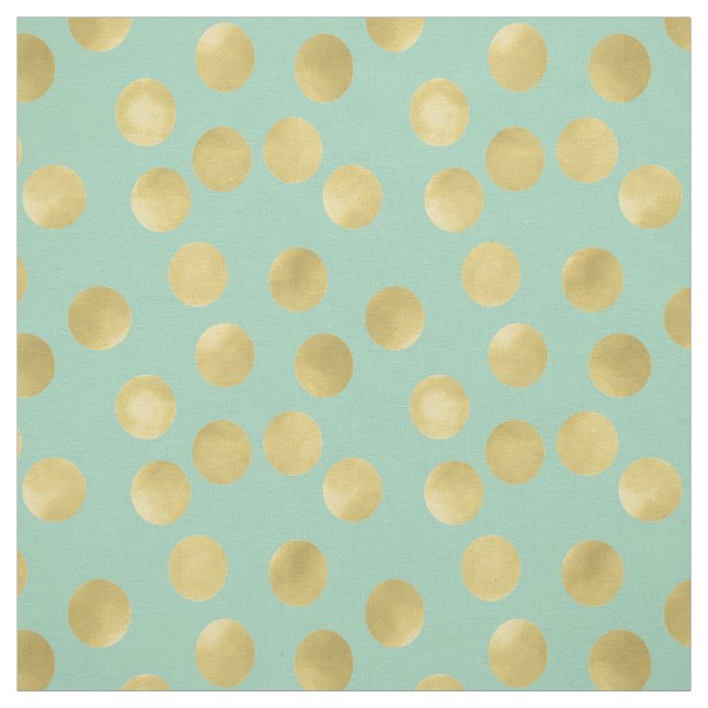 Mint and Gold Glitz Dots Fabric (Swatch)