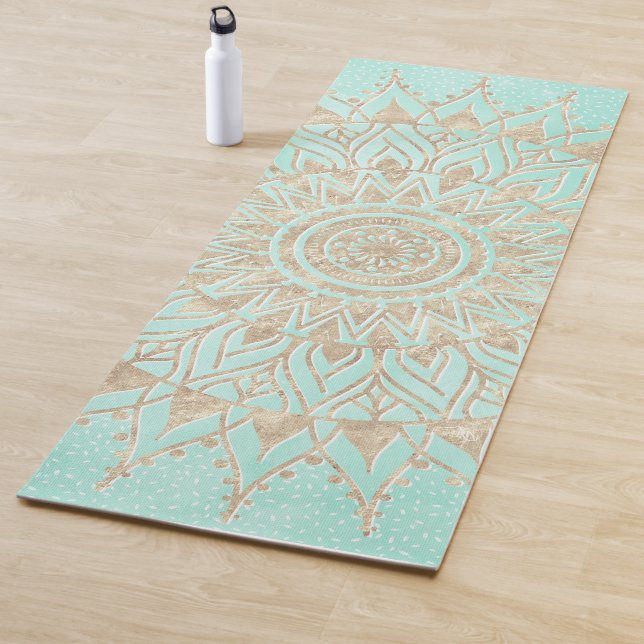 Mint and gold mandala yoga mat (In Situ)