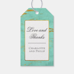Mint and Gold Marble Pattern Thank You Gift Tags