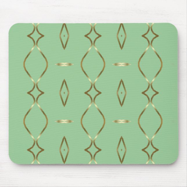 Mint and Gold Pattern Mouse Mat (Front)