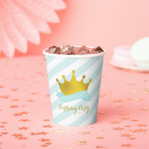 Mint and Gold Princess Birthday Party Paper Cup