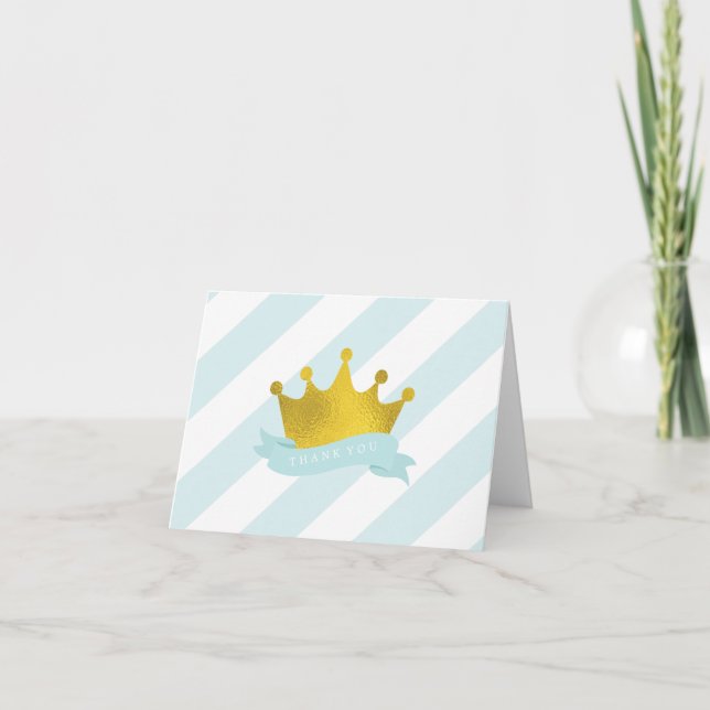 Mint and Gold Princess Thank You Card (Front)