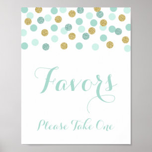 Mint and Gold Shower Favors Please Take One Sign