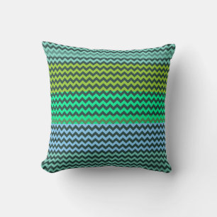 Mint and Green Chevron Zigzag Stripe Pattern Cushion