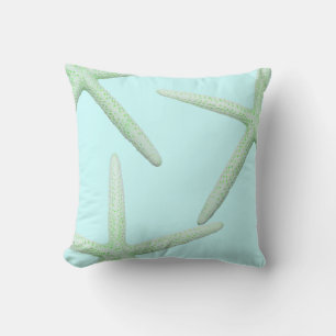 Mint and Green Starfish Coastal Decor Pillow