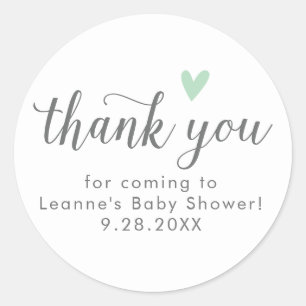Mint and Grey Baby Shower Thank You Favour Tags