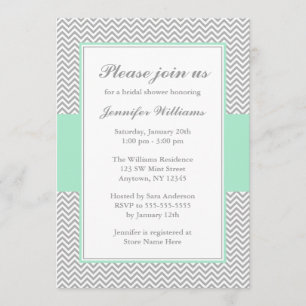 Mint and Grey Chevron Bridal Shower Invitation