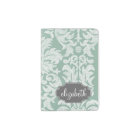 Mint and Grey Damask Pattern Custom Name