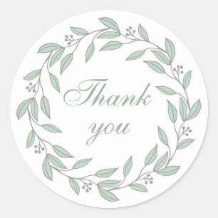 Mint and grey wreath thank you. Summer wedding Classic Round Sticker