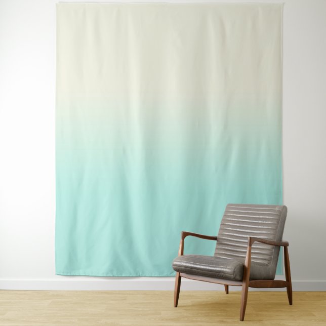 Mint And Ivory Gradient Ombre Photo Backdrop Tapestry (In Situ)