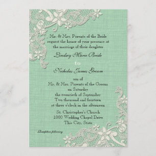 Mint and Lacey Ivory Floral Invitation