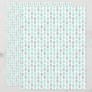 Mint and Light Grey Christmas Tree Scrapbook Paper