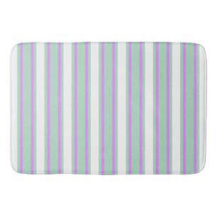 Mint and lilac candy stripes bath mat
