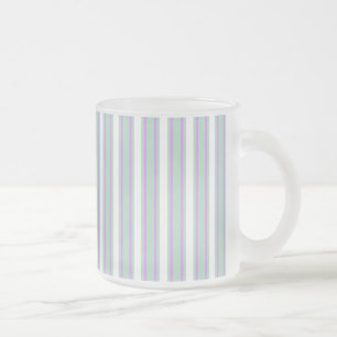 Mint and lilac candy stripes frosted glass coffee mug