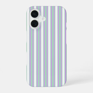 Mint and lilac candy stripes iPhone 16 case