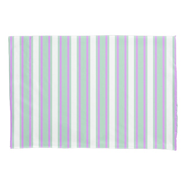 Mint and lilac candy stripes pillowcase (Front)