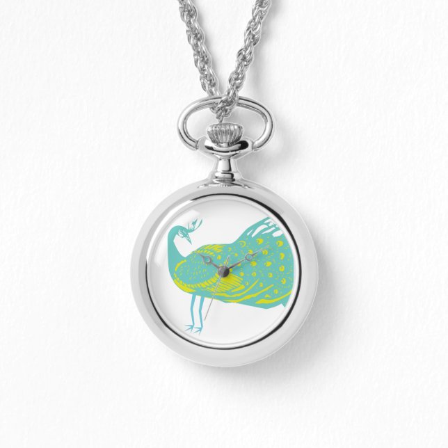 Mint and Lime Peacock Watch (Front)