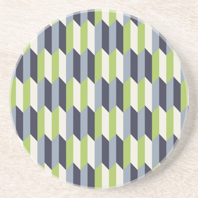 Mint and Navy Retro Geometric Pattern Coaster (Front)