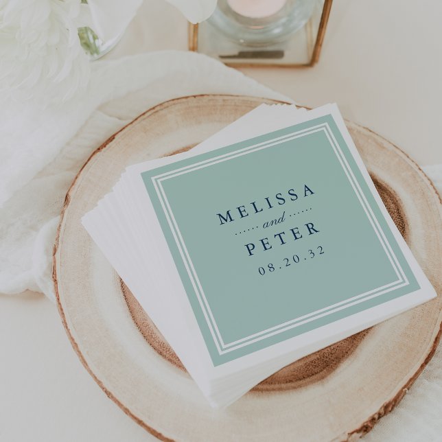 Mint and Navy Wedding Napkin (Creator Uploaded)