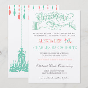 Mint and Peach Modern Vintage Typography Invite