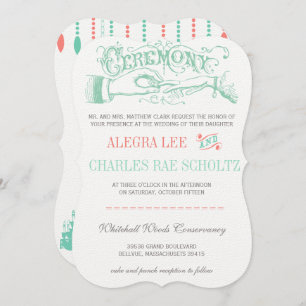 Mint and Peach Modern Vintage Typography Invite