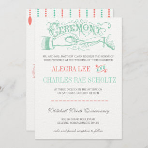 Mint and Peach Modern Vintage Typography Invite
