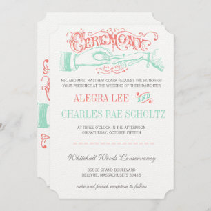 Mint and Peach Modern Vintage Typography Invite