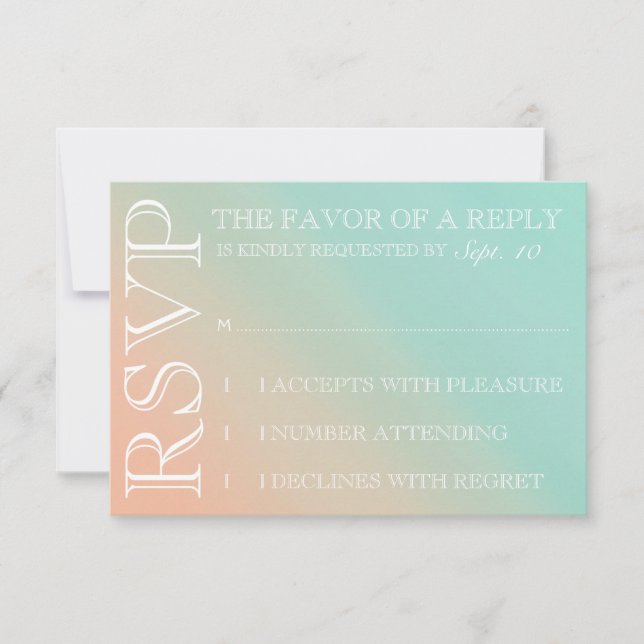 Mint and Peach Ombre Wedding Invitation rsvp (Front)