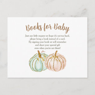 Mint and Peach Pumpkin Baby Books insert card