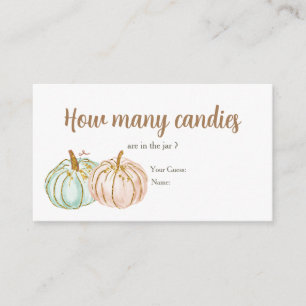 Mint and Peach Pumpkin How Many Candies Enclosure Card