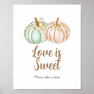 Mint and Peach Pumpkin Love is Sweet Sign