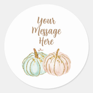 Mint and Peach Pumpkin Your Message Here Sticker
