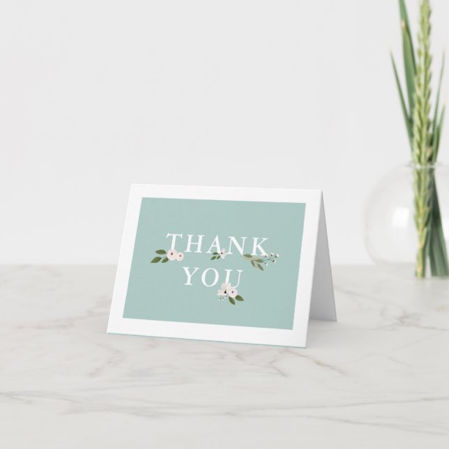 Mint and Pink Baby Shower Thank You Card (Front)