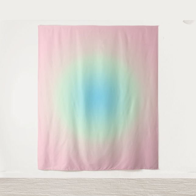 Mint And Pink Gradient Ombre Photo Backdrop Tapestry (Front)