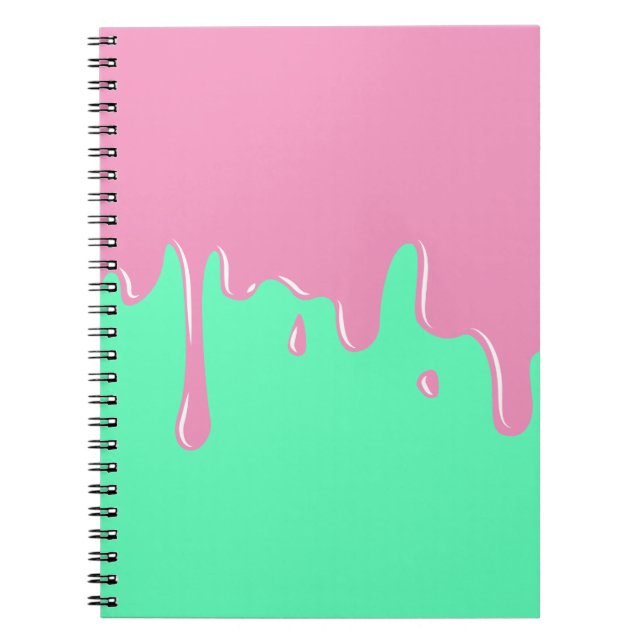 Mint and Pink Slime Melting Notebook (Front)