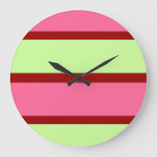 Mint And Pink Stripes Large Clock
