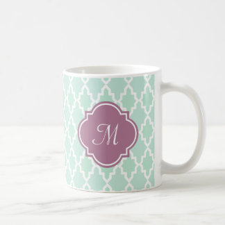 Mint and Plum Moroccan Monogram Coffee Mug