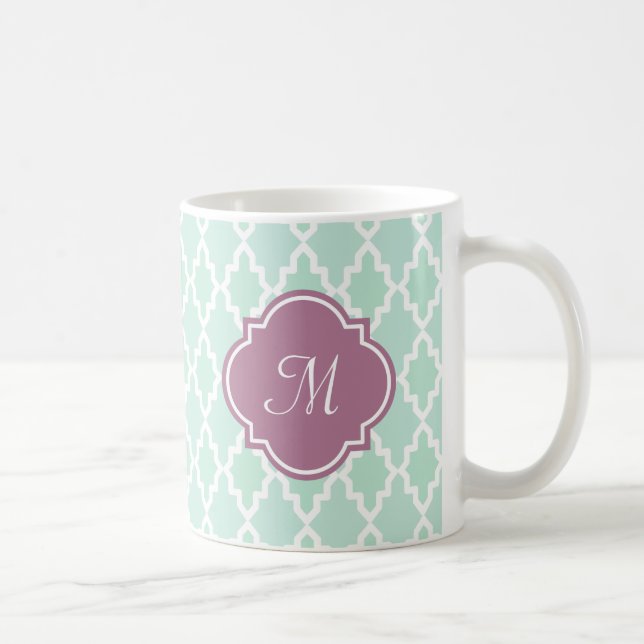 Mint and Plum Moroccan Monogram Coffee Mug (Right)