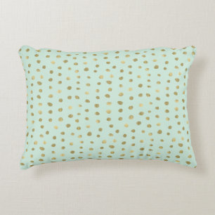Mint and Pretty Gold Dots Decorative Cushion