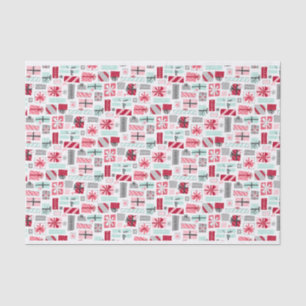 Mint and Red Christmas Presents Tissue Paper