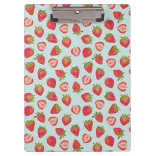Mint and Red Summer Strawberry pattern Clipboard