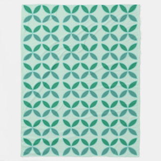 Mint and sea green petals circles and diamonds fleece blanket