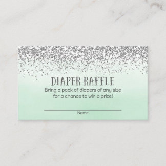 Mint and Silver Baby Shower Diaper Raffle Enclosure Card