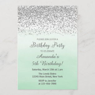 Mint and Silver Birthday Invitation