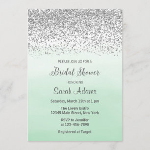 Mint and Silver Bridal Shower Invitation