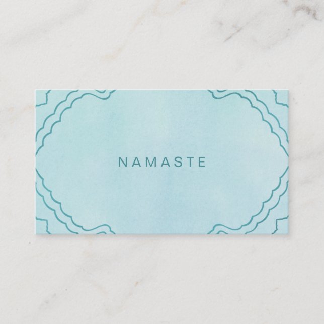 Mint and Teal Green Simple Namaste Yoga Teacher Business Card (Front)